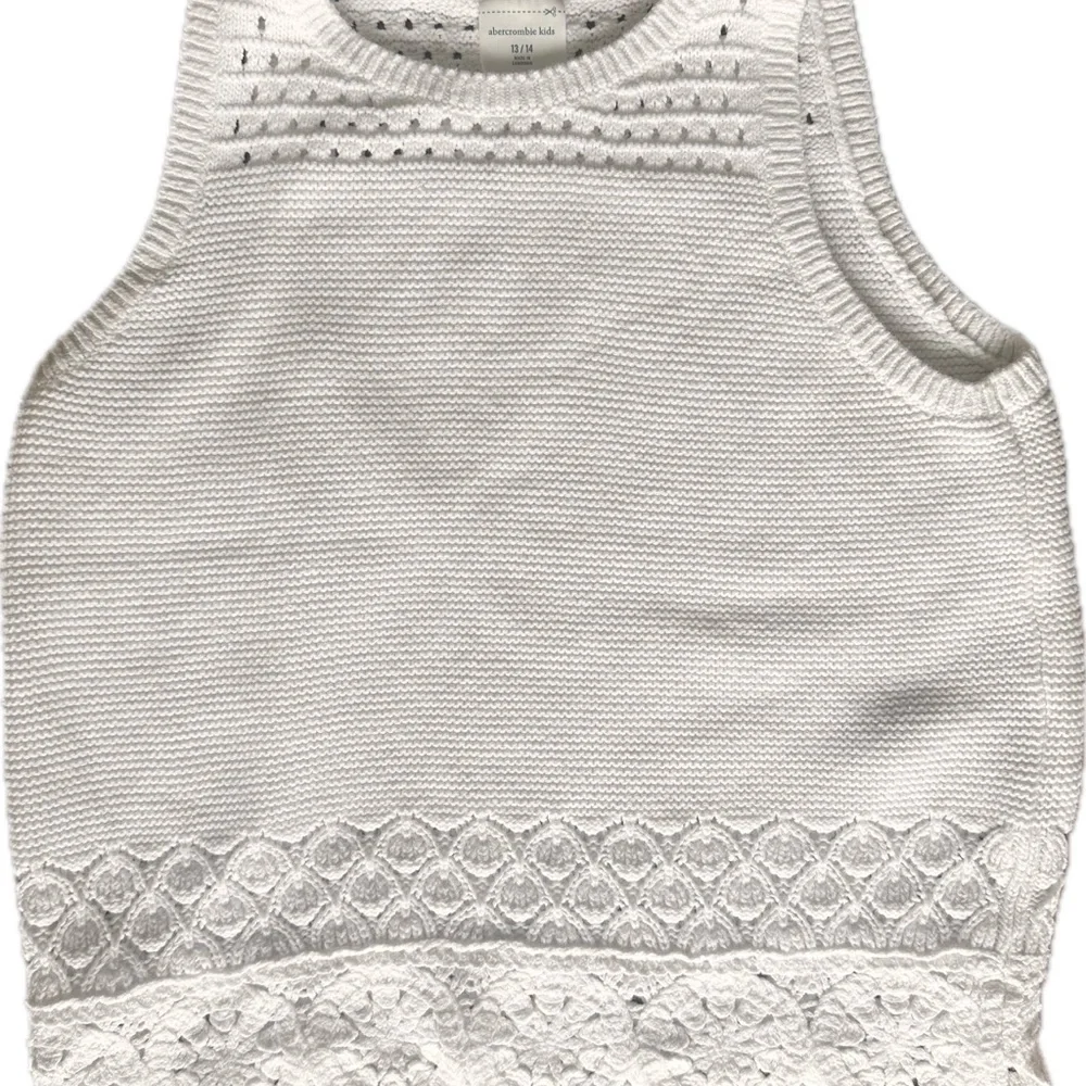 Abercrombie kids white crochet knit tank top 13/14 - Picture 7 of 7